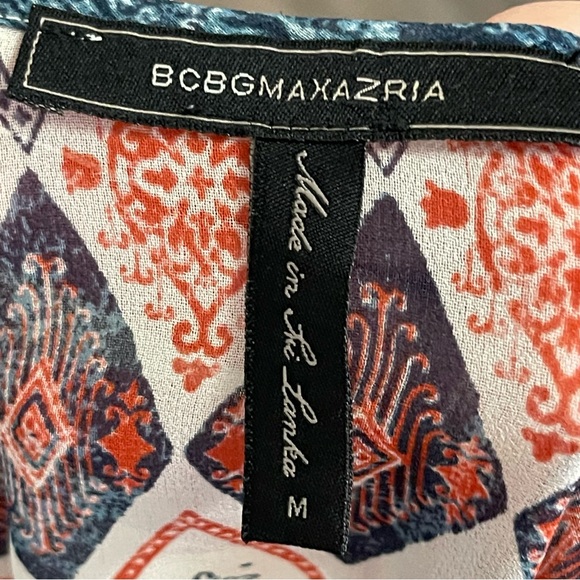 BCBGMAXAZRIA Ruffle Sleeve Long Sleeve Blouse with Boho Print - Picture 5 of 7